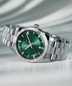 Paul Rich Legacy Silver Green — 40mm Crystal-Set Quartz Watch