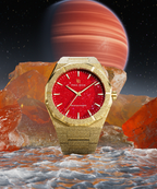 Paul Rich Frosted Star Dust II Gold Red — 43mm Automatic or Quartz Dress Watch