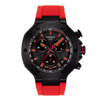 Tissot T-Race 45mm — Grey Dial, Red Silicone Strap