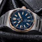 Ocean Crawler Bolt - Blue, Solid 18K Red Gold Bezel — 42mm Automatic Dive Watch