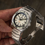 Ocean Crawler Bolt - LumeWave Edition - White — 42mm Automatic Dive Watch