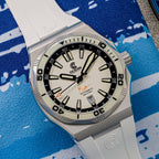 Ocean Crawler Bolt - LumeWave Edition - White — 42mm Automatic Dive Watch