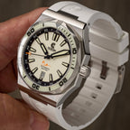 Ocean Crawler Bolt - LumeWave Edition - White — 42mm Automatic Dive Watch