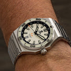 Ocean Crawler Bolt - LumeWave Edition - White — 42mm Automatic Dive Watch