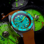 Ocean Crawler Core Diver - Spring Time - Full Lume Orange — 44mm Automatic Dive Watch